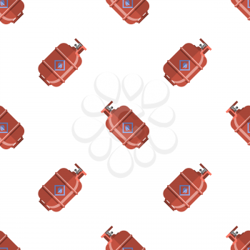 Red Gas Tank Seamless Pattern Isolated on White Background. Metallic Cylinder Container for Propane.