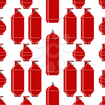 Red Gas Tank Seamless Pattern Isolated on White Background. Metallic Cylynder Container for Propane.