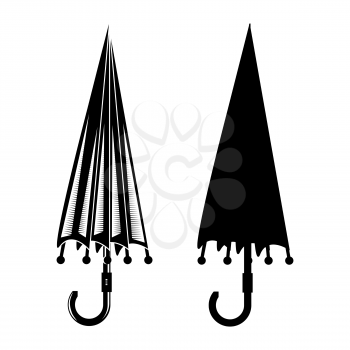 Male Closed Black Umbrella Icon Set. Protection Accessory Symbol Isolated on White Background.