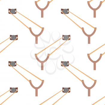 Slingshot Weapon Icon Seamless Pattern Isolated on White Background.