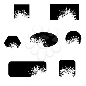 Square and Circle Destruction Shapes Isolated on White Background. Set of Banners.