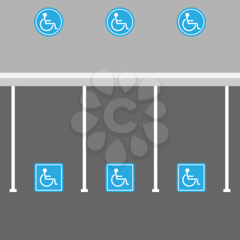 Disabled Parking Background. Wheelchair Blue Sign. Handicapped Icon Set. Car Park.