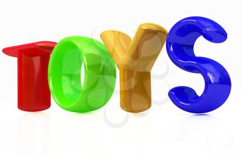 Toys 3d text on a white background