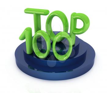 Top hundred icon on white background. 3d rendered image