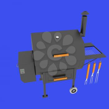 oven barbecue grill on a blue background