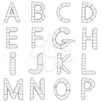 Wooden Alphabet set on a white background