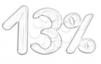 3d red 13 - thirteen percent on a white background