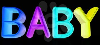 3d colorful text buby on a black background