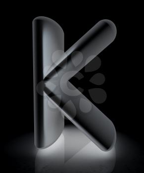 3D metall letter K isolated on white 