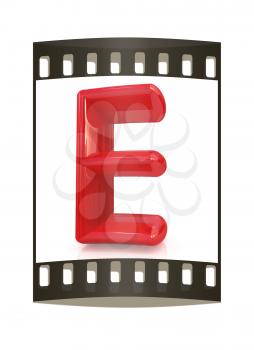 Alphabet on white background. Letter E on a white background. The film strip