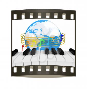 Global Music. Isolated on white background. The film strip