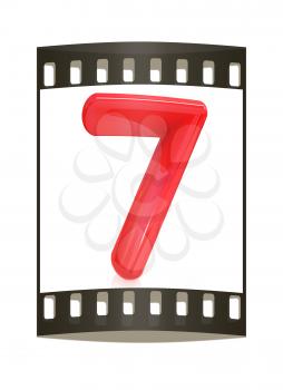 Number 7- seven on white background. The film strip