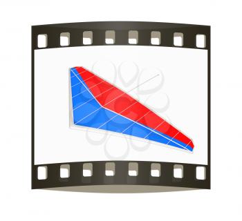 Hang glider isolated on a white background. The film strip