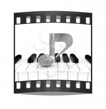 3d note on a piano. The film strip