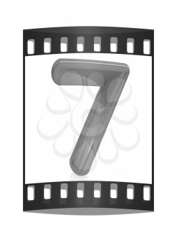 Number 7- seven on white background. The film strip