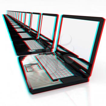 network concept on a white background. 3D illustration. Anaglyph. View with red/cyan glasses to see in 3D.