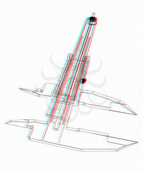 Vernier caliper. 3D illustration. Anaglyph. View with red/cyan glasses to see in 3D.