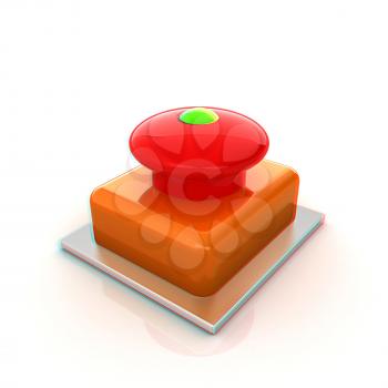 Emergency Button 3d icon. 3D illustration. Anaglyph. View with red/cyan glasses to see in 3D.