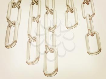 Metal chains on a white background. 3D illustration. Vintage style.