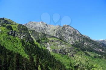 Summer scenery of Caucasus green mountains