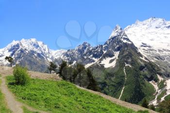 Image of summer landscape with Caucasus green mountains