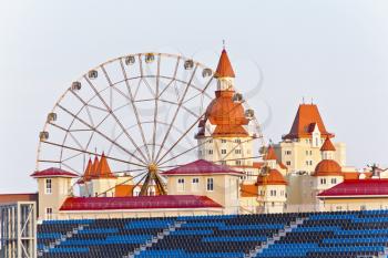 Orange wheel in Olympic park resort town Sochi