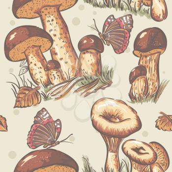 Royalty Free Clipart Image of a Mushroom Background