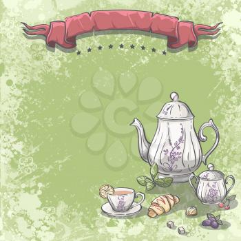 Royalty Free Clipart Image of a Tea Background