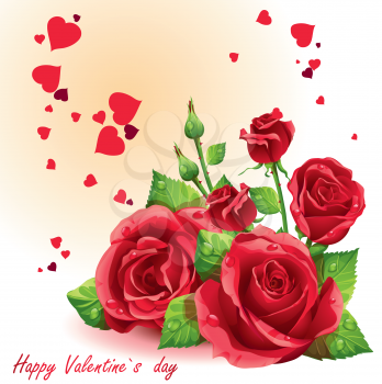 Royalty Free Clipart Image of a Valentine's Day Greeting With Hearts and Roses