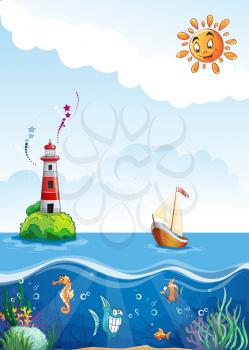 Royalty Free Clipart Image of a Sailing Background