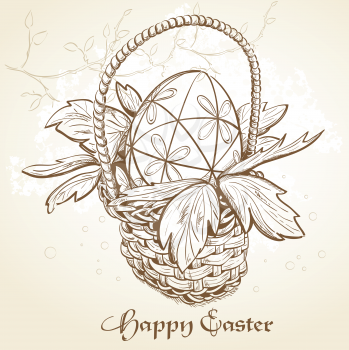 Royalty Free Clipart Image of an Easter Basket Background