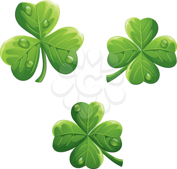 Royalty Free Clipart Image of Shamrocks and Four-Leaf Clovers