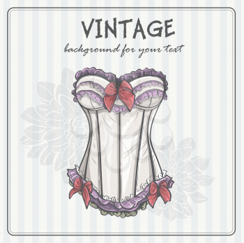 Royalty Free Clipart Image of a Corset on a Vintage Background