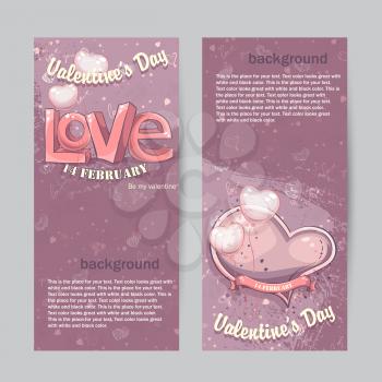 Set of vertical cards for Valentine's Day