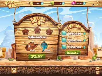 Example of the game window to pass the task level in the game Wild West