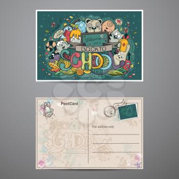 Two-sided card on a school theme with doodles