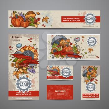 Vector illustration - set of autumn  flyers, cards, banners