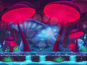 Magic Mushroom Hollow - mystical background (seamless)