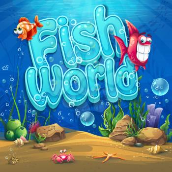 Underwater world with fish Vector illustration background