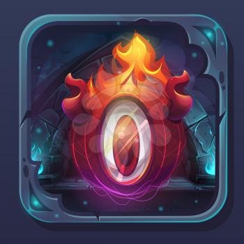 Monster battle GUI icon - cartoon stylized vector illustration eldiablo flame.