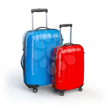 Luggage. Two baggage suitcases  isolated on white. 3d illustration