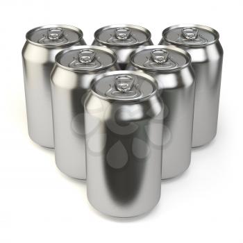 Beer cans isolated on white background. 3d illustration