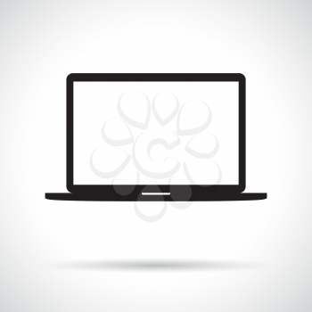 Laptop icon. Black flat symbol in a circle.