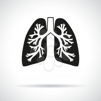 Lungs, round icon. Flat modern design with shadow.