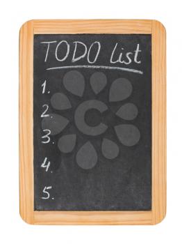 To do list on chalk board isolated on white