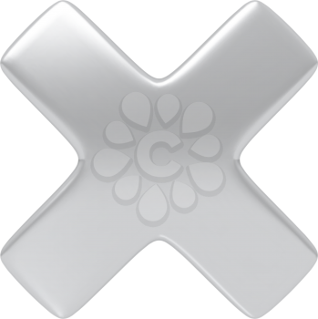 Silver cancel cross sign. Highly detailed vector illustration.
