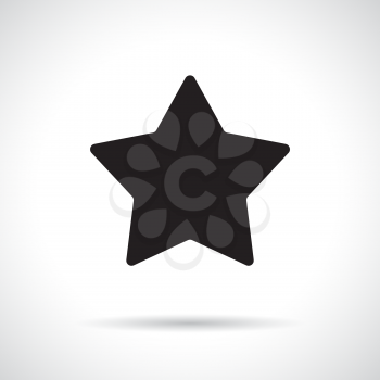 Star symbol with shadow. Black flat icon.
