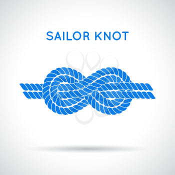 Sailor knot. Nautical rope infinity sign. Single flat icon with shadow. Tying the knot. Graphic design element for wedding invitations, baby shower, birthday card, scrapbooking, logo etc. 