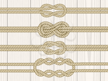 Sailor knot dividers set. Nautical rope infinity sign. Rope border. Tying the knot. Graphic design element for wedding invitations, baby shower, birthday card, scrapbooking, logo etc