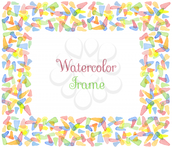 Hand painted water color frame with text. Cute decorative template. Bright colorful border panels. Great for baby shower invitation, birthday card, scrapbooking etc. Vector illustration.